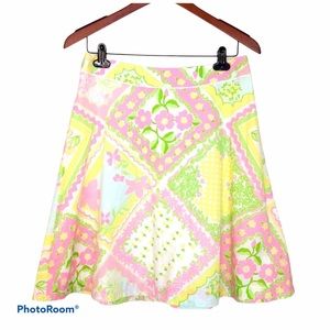 Lilly Pulitzer Vintage size 2 a-line skirt hanky panky print patchwork vintage